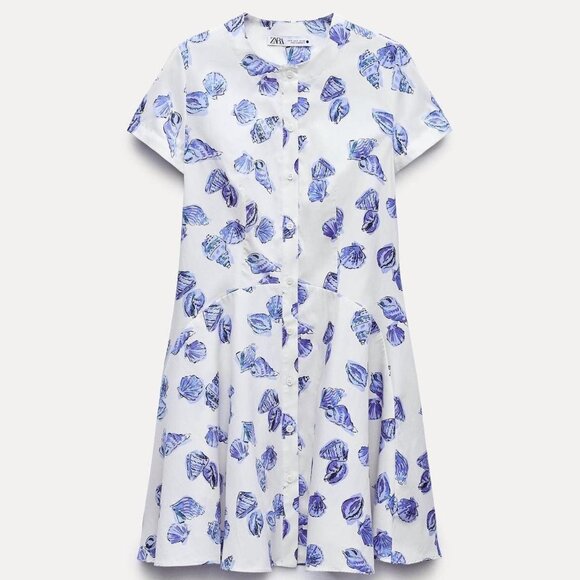 ZARA Dress's Blue Seashell print - Picture 1 of 4